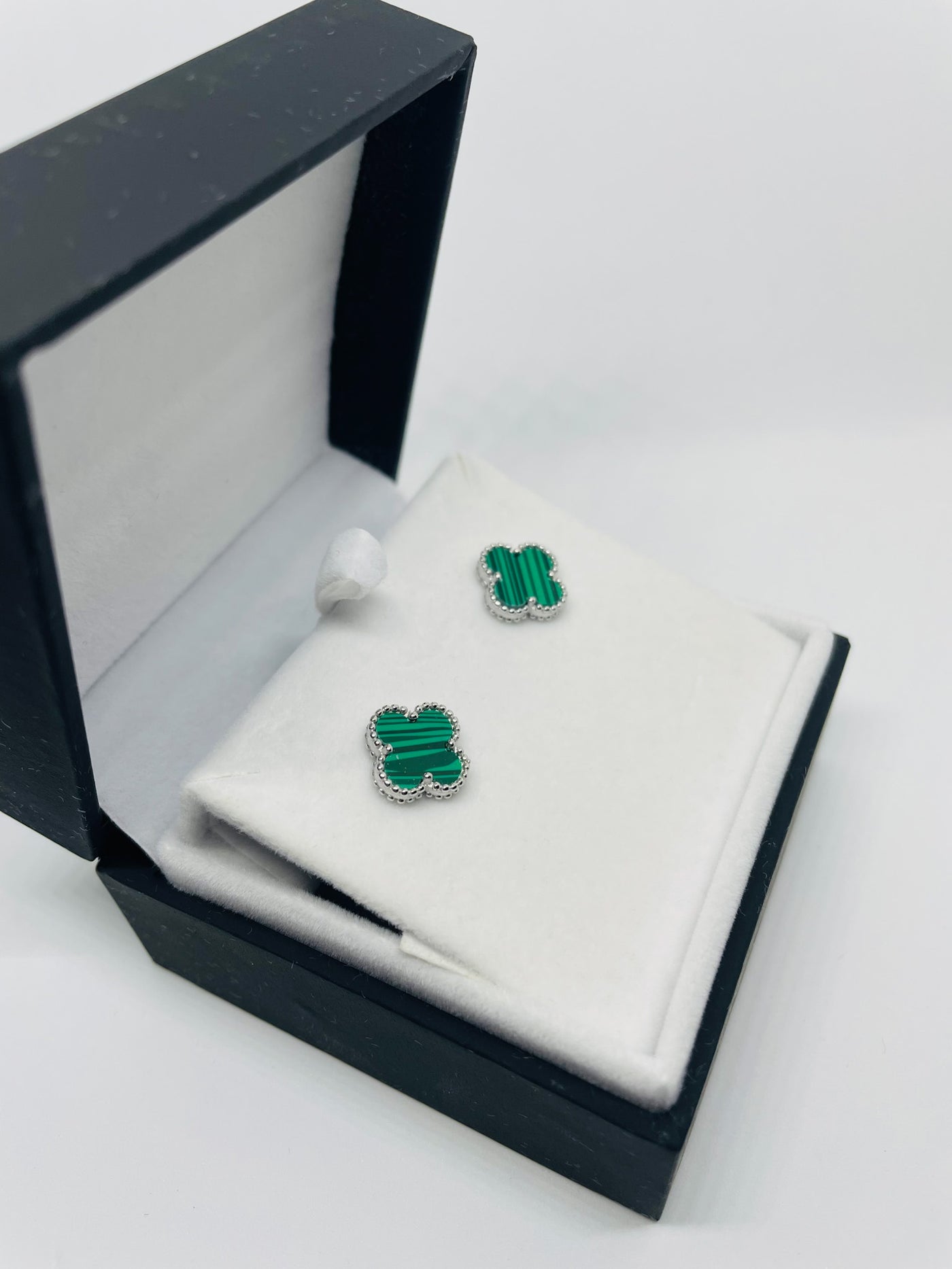 Green Malachite Flower Stud Earrings