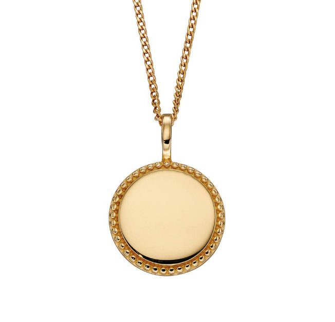 Engravable gold disc pendant online