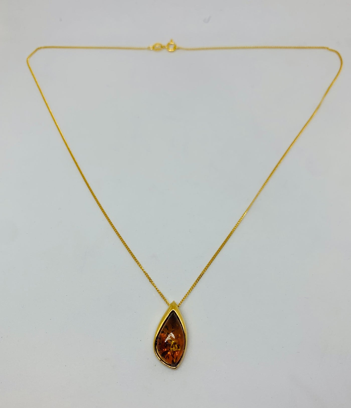 Gold Amber Marquis Pendant