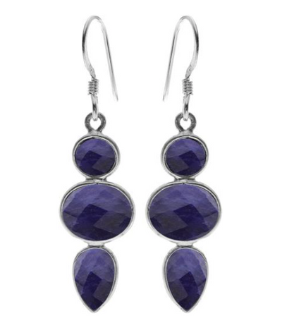 Sapphire Triple Stone Drop Earrings