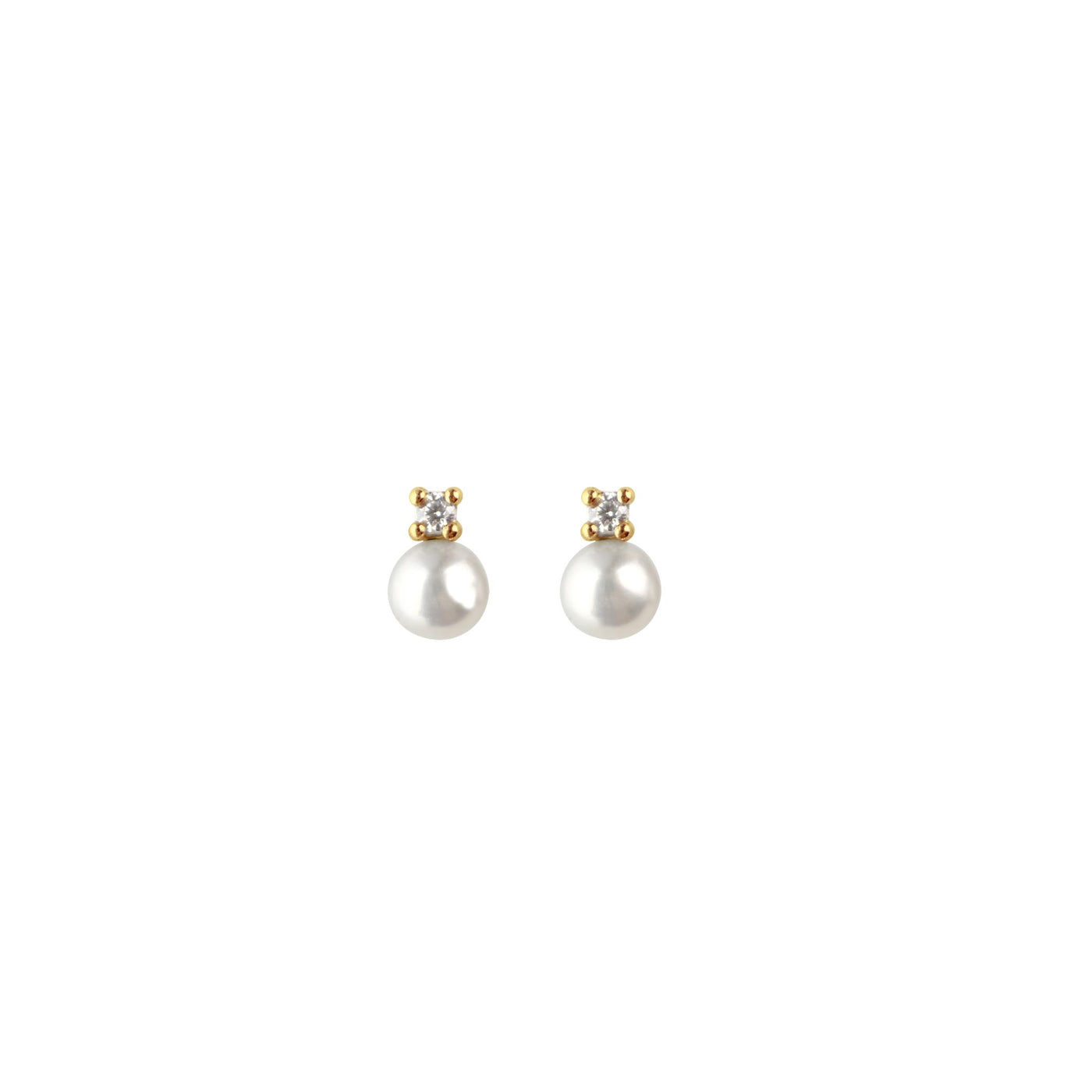 Dew Gold Pearl Stud Earrings