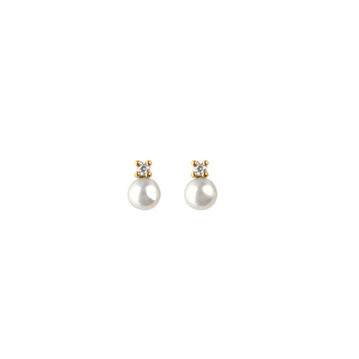 Dew Gold Pearl Stud Earrings