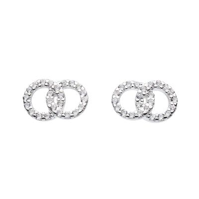 Dew Linked Crystal Circle Stud Earrings