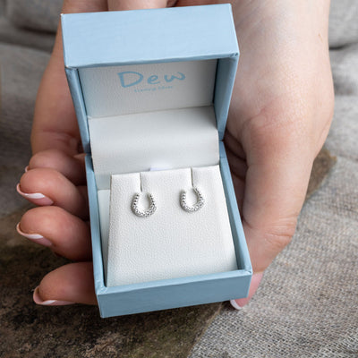 Dew Horseshoe Crystal Stud Earrings