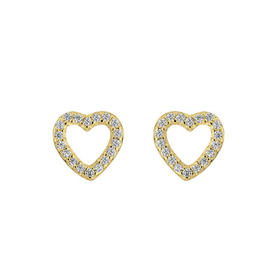 Dew Gold Heart Crystal Stud Earrings