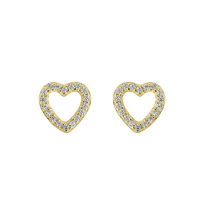 Dew Gold Heart Crystal Stud Earrings