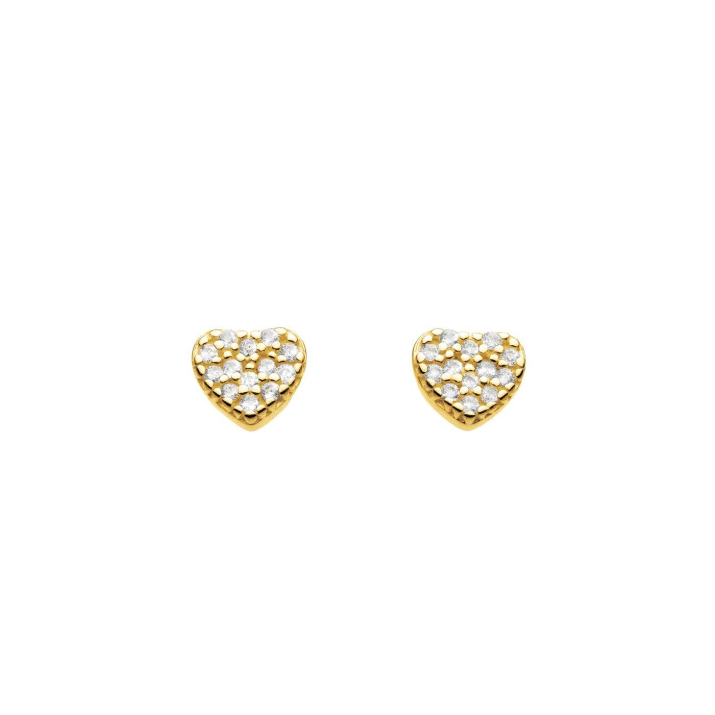 Dew Gold Crystal Small Heart Stud Earrings