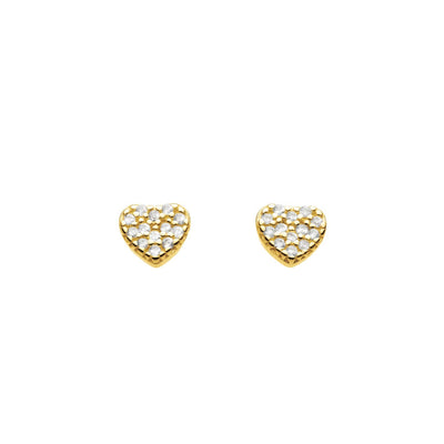 Dew Gold Crystal Small Heart Stud Earrings