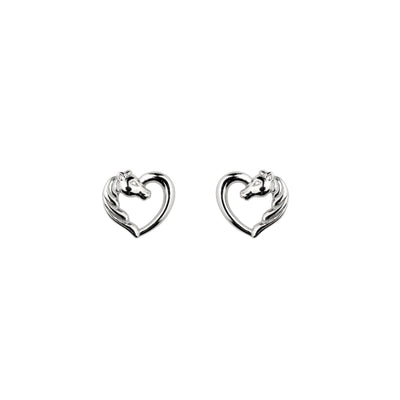 Dew Horse Heart Stud Earrings