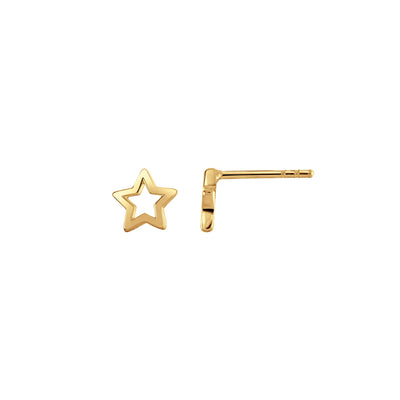 Dew Gold Open Star Stud Earrings