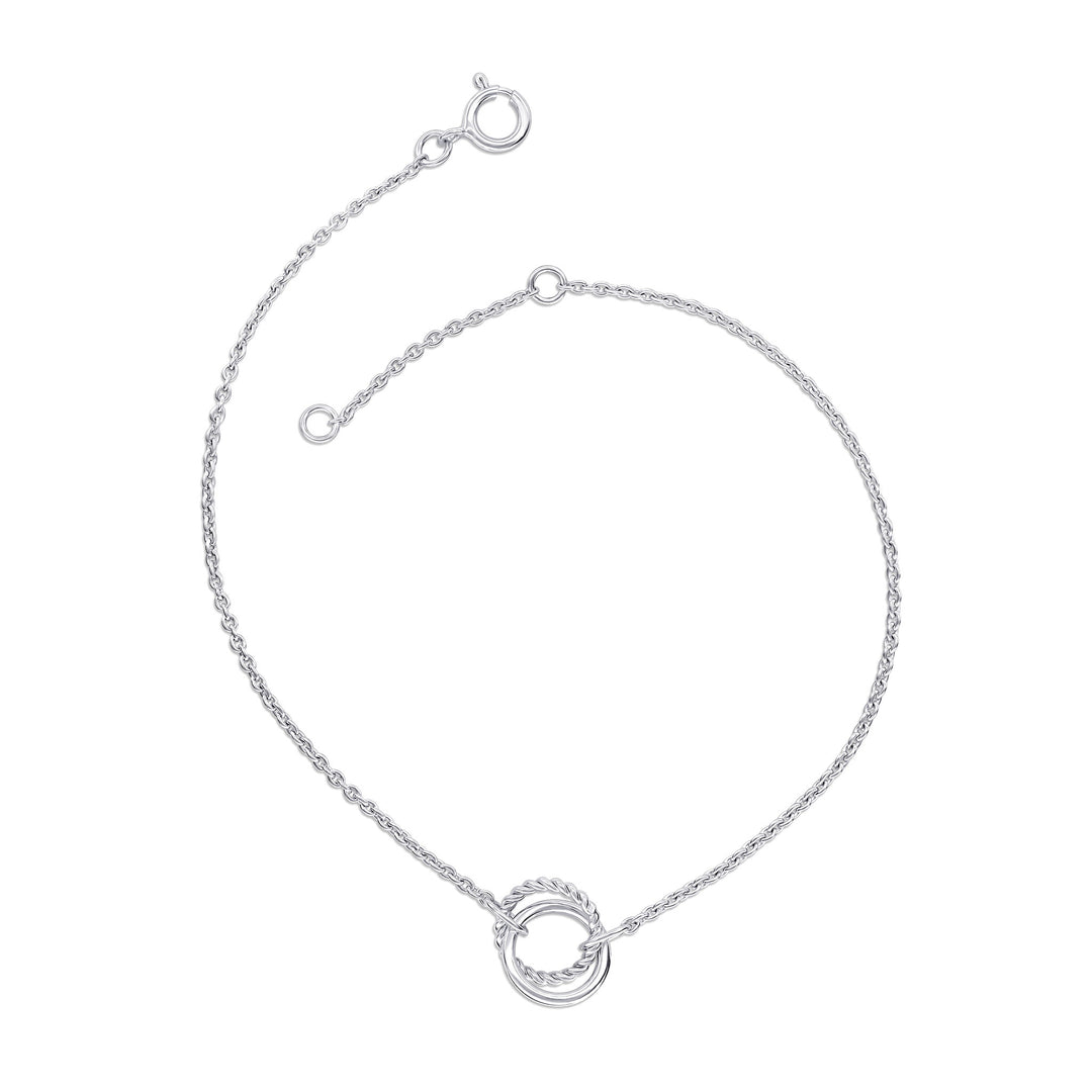 925 Sterling Linked Circle Bracelet Designer MM Italy Sterling Silver Diamond Cut Interlocking Circle