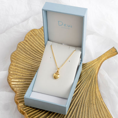 Dew Gold Puff Heart Necklace