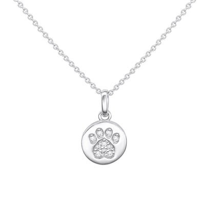 Dew Crystal Paw Print Disc Pendant