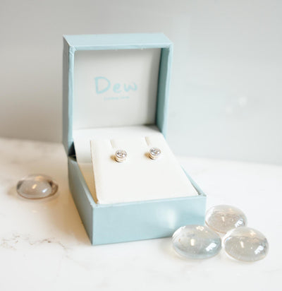 Dew Silver CZ Stud Earrings