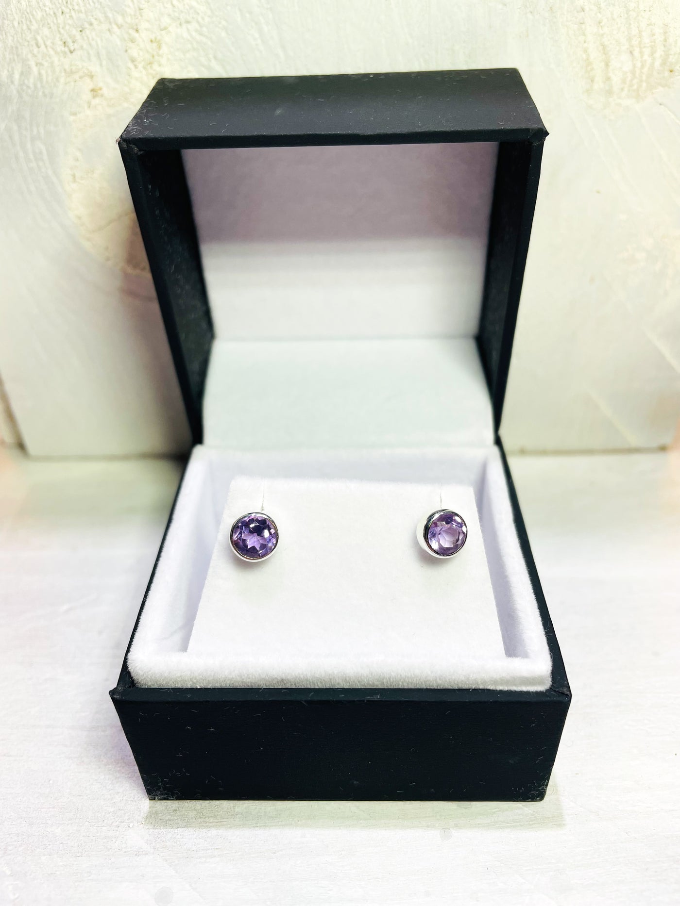 Amethyst Round Stud Earrings