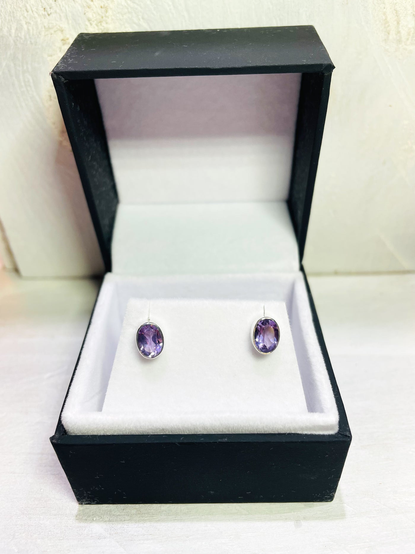 Amethyst Oval Stud Earrings