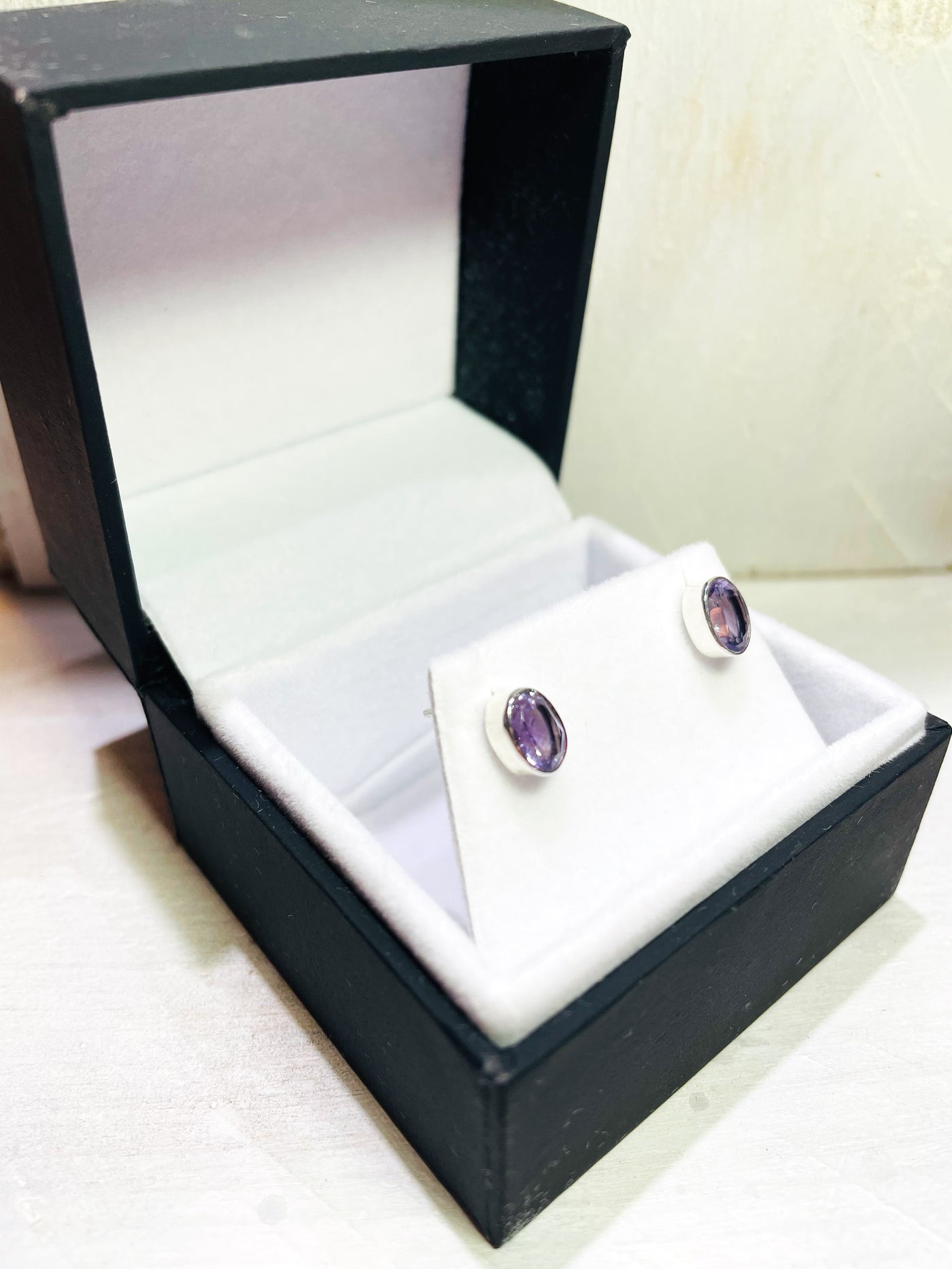 Amethyst Oval Stud Earrings