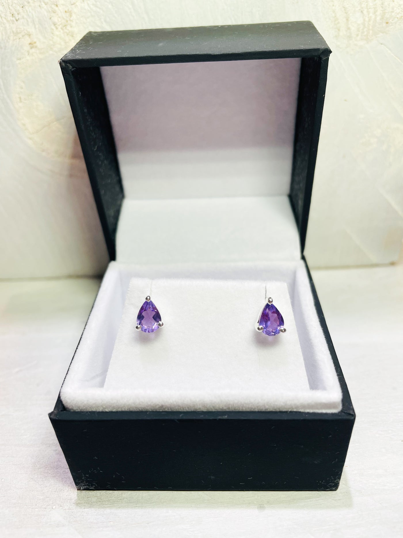 Amethyst Teardrop Stud Earrings