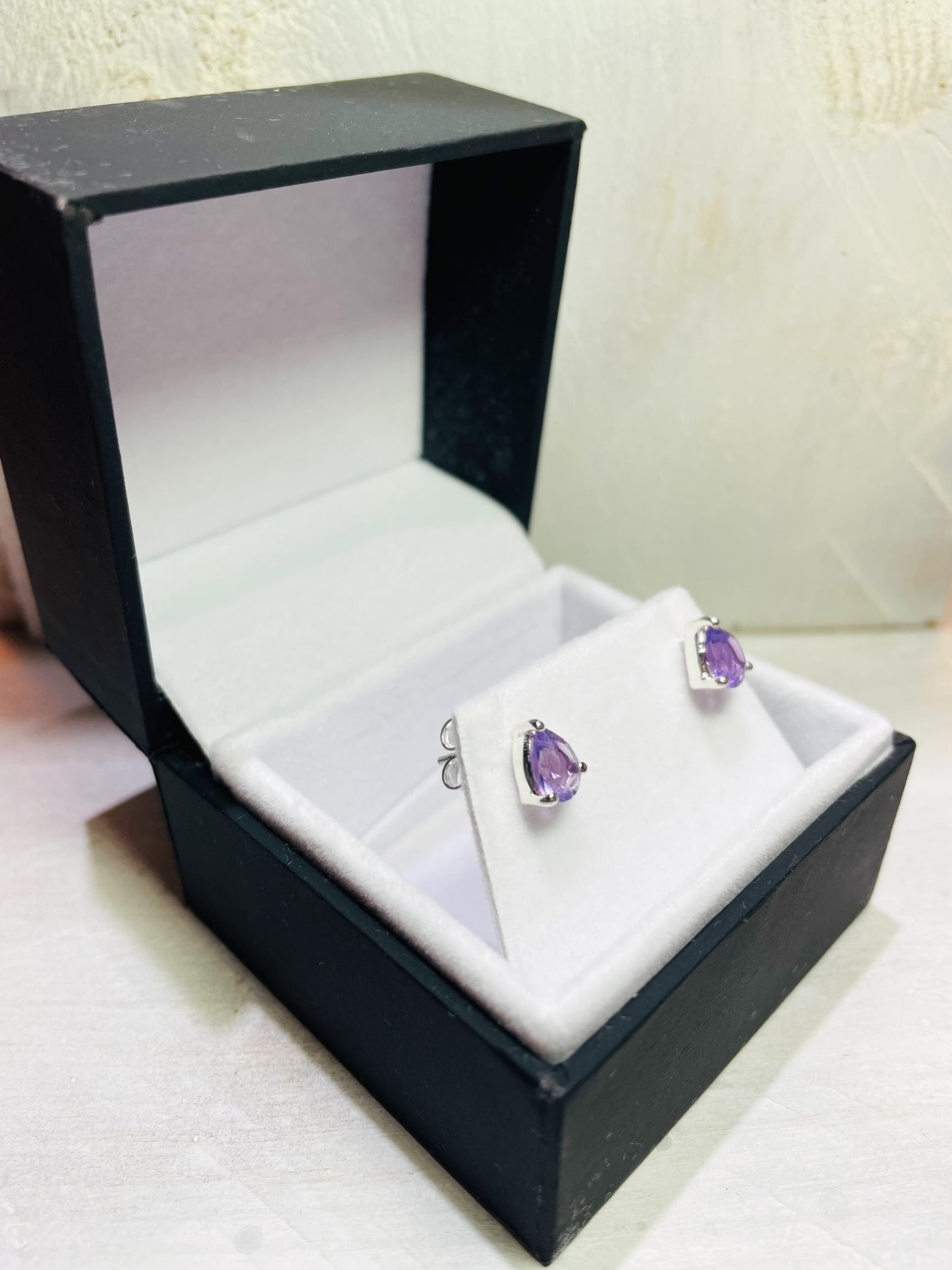 Amethyst Teardrop Stud Earrings