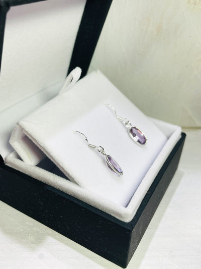 Oval Amethyst Drop Earrings