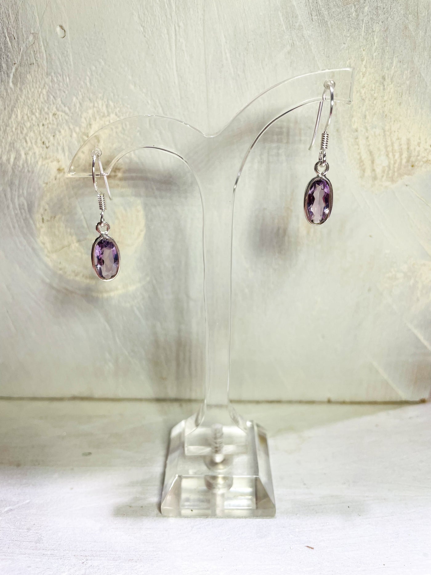 Oval Amethyst Drop Earrings