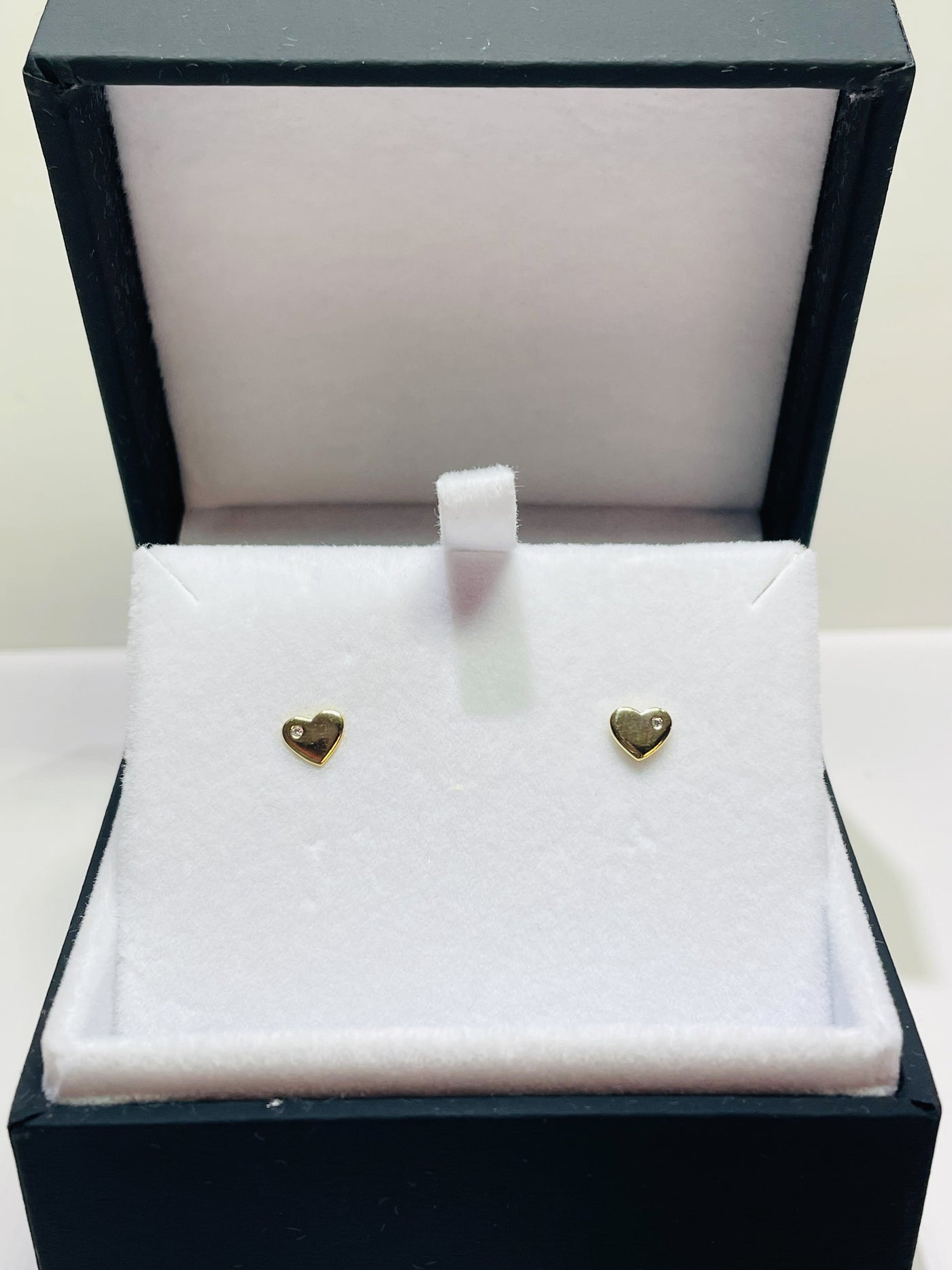 Gold Sparkle Heart Stud Earrings