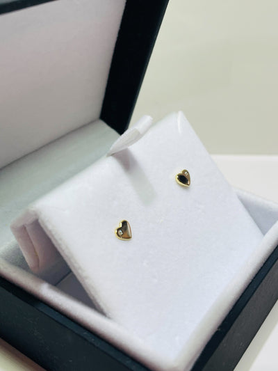 Gold Sparkle Heart Stud Earrings