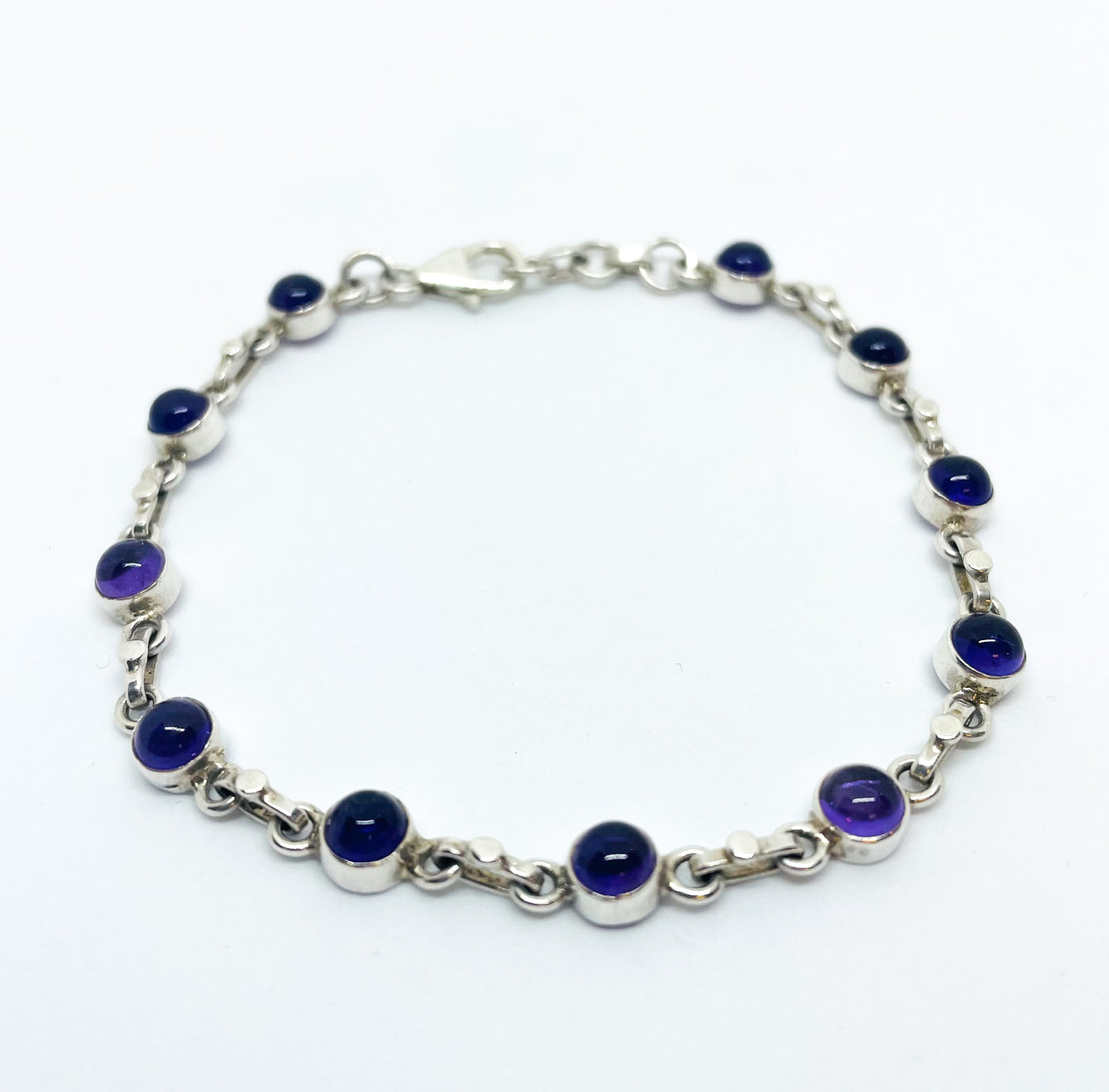 Silver Amethyst Round Bracelet