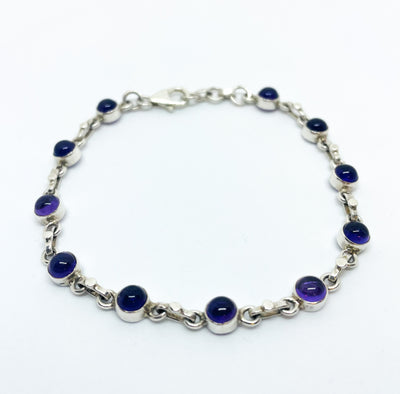 Silver Amethyst Round Bracelet