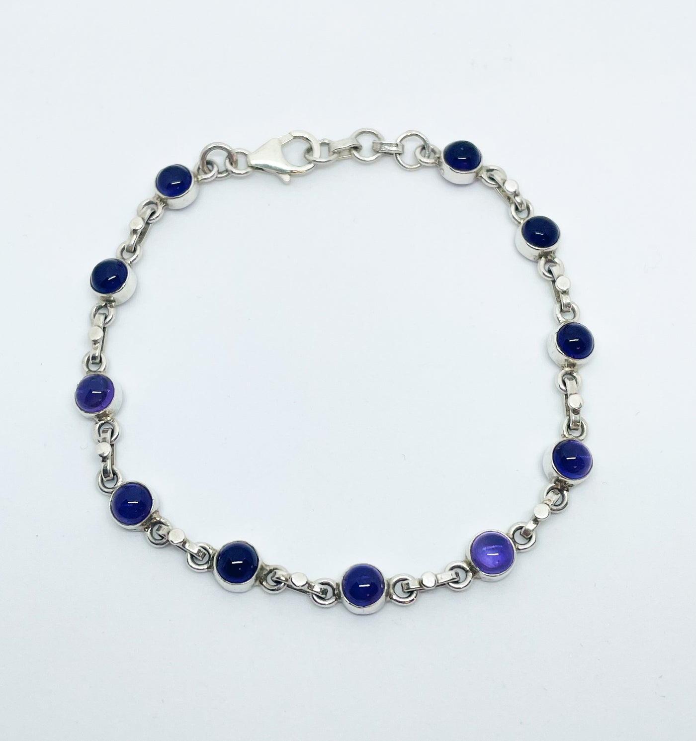 Silver Amethyst Round Bracelet