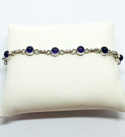 Silver Amethyst Round Bracelet