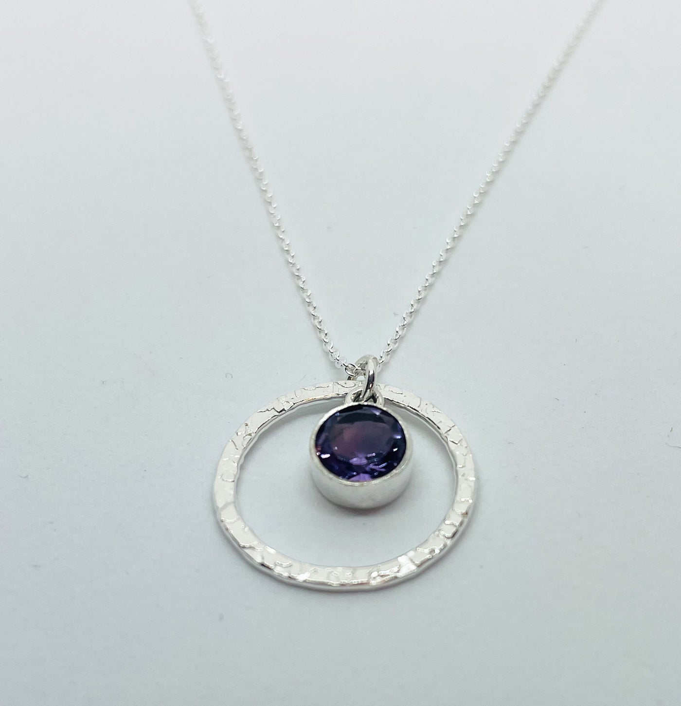 Silver Halo Amethyst Pendant