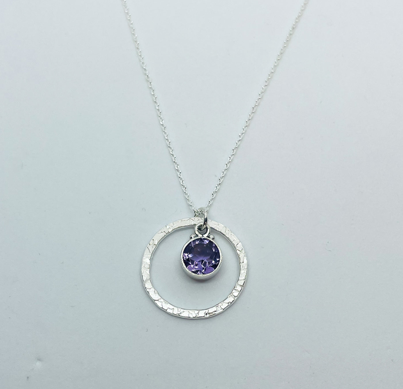 Silver Halo Amethyst Pendant