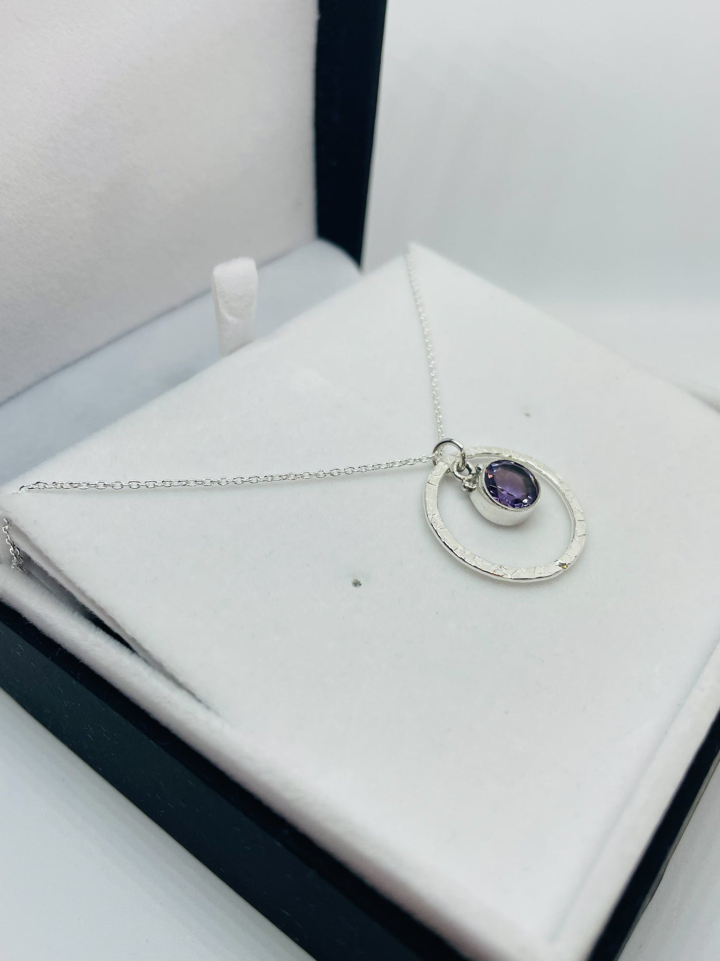 Silver Halo Amethyst Pendant