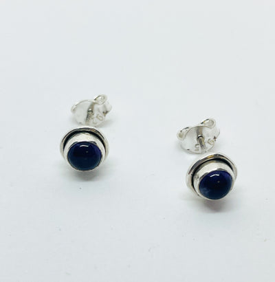Silver Amethyst Round Stud Earrings