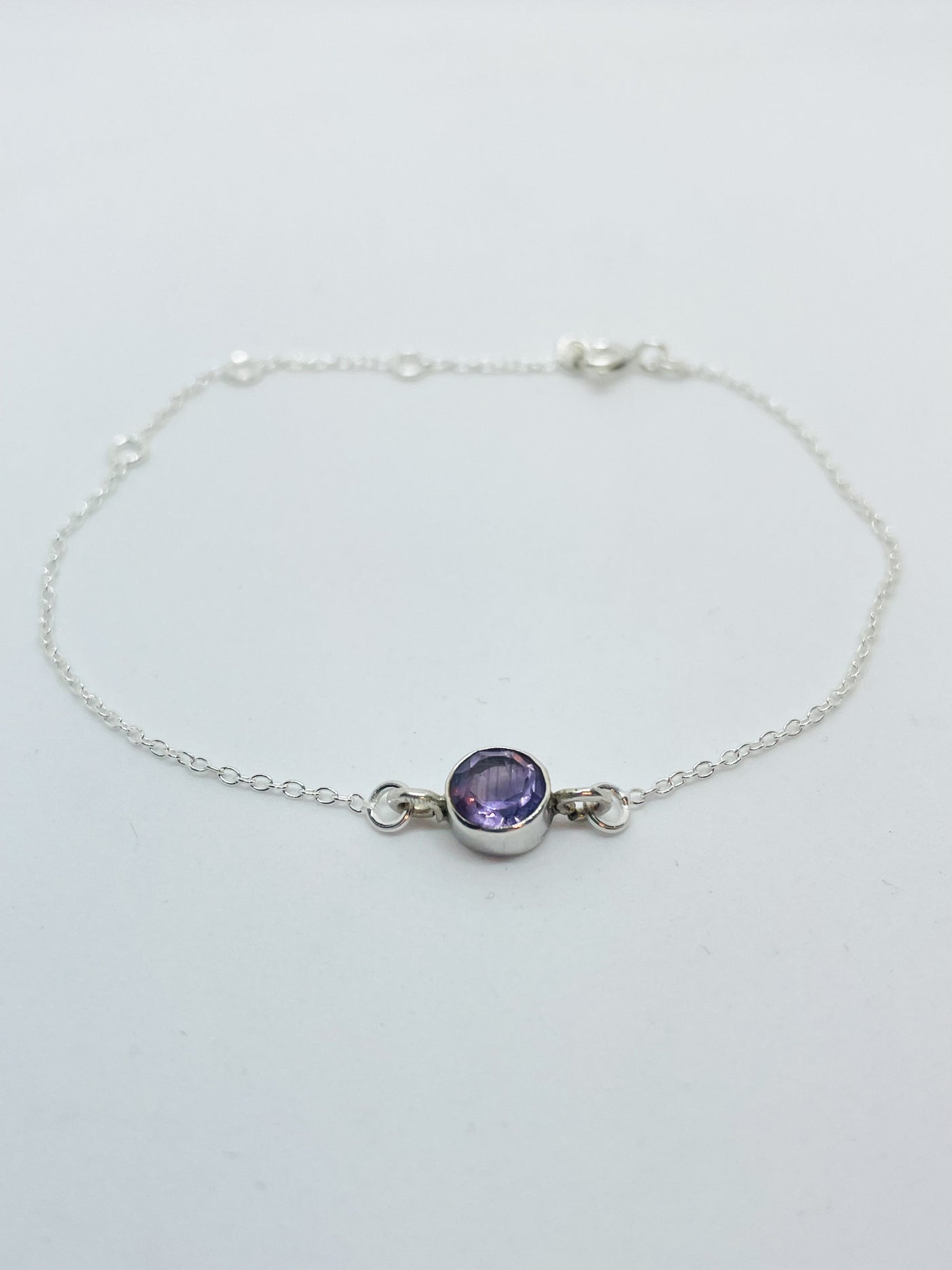 Single Amethyst Silver Bracelet