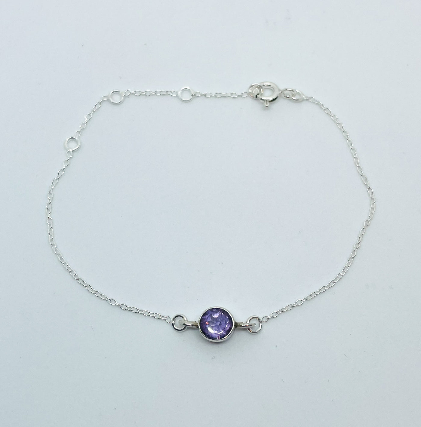 Single Amethyst Silver Bracelet