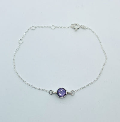 Single Amethyst Silver Bracelet