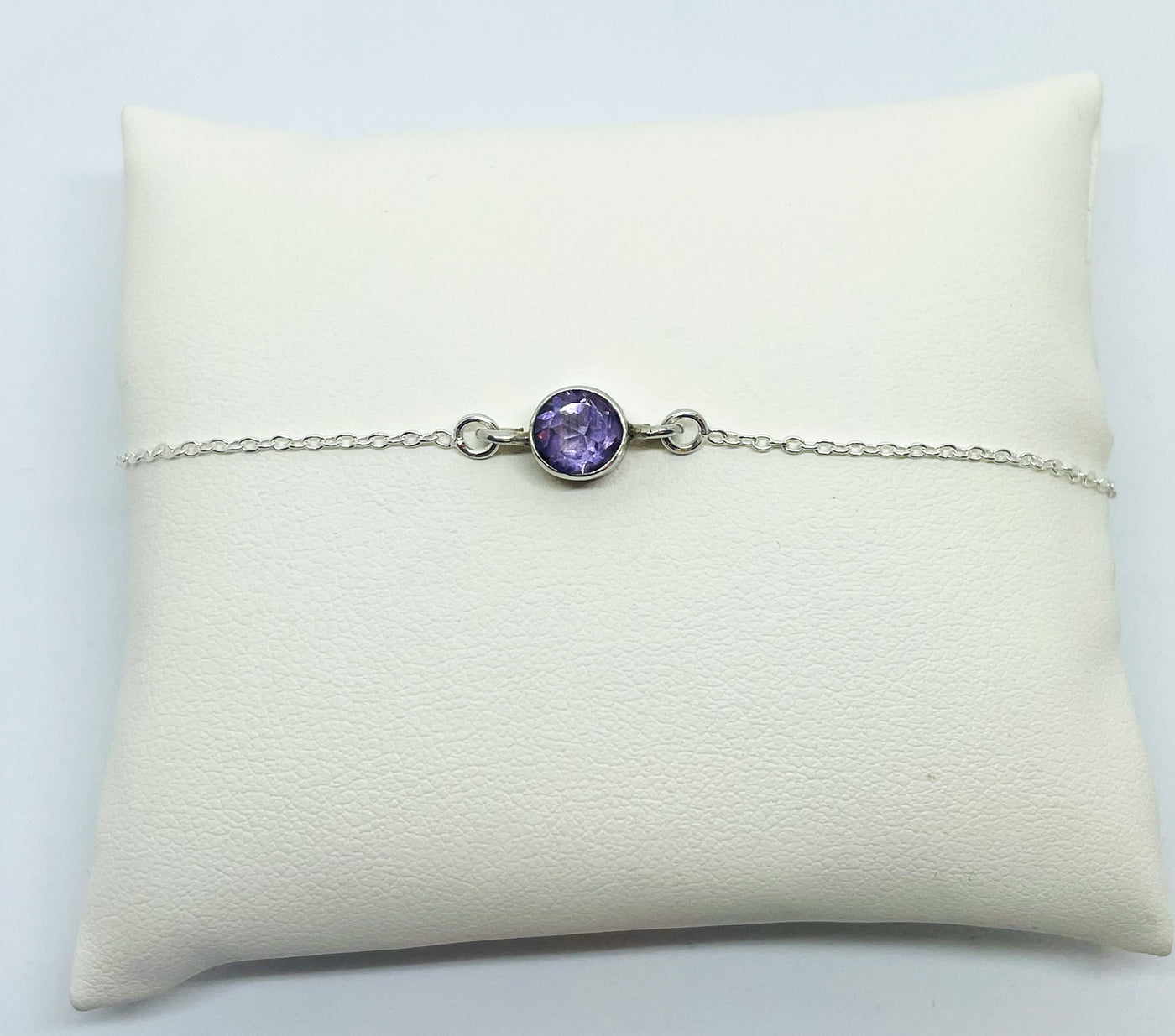 Single Amethyst Silver Bracelet