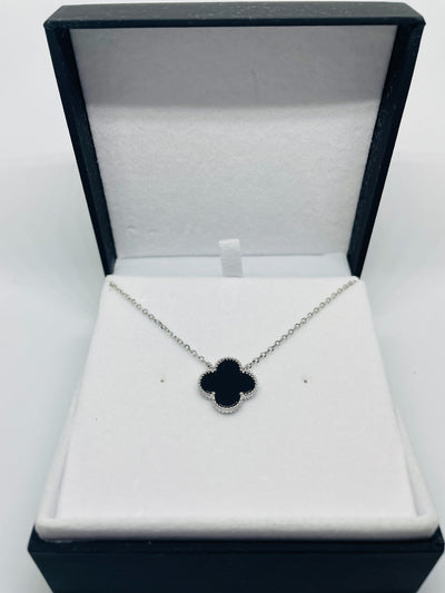 Black Onyx Flower Necklace