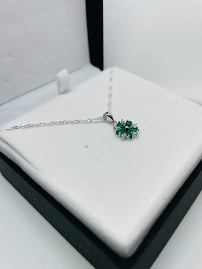 Emerald Green Flower Pendant