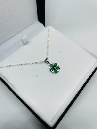 Emerald Green Flower Pendant