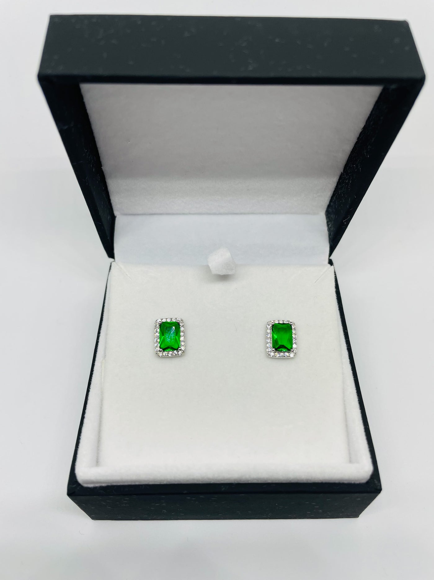 Emerald Green Baguette Stud Earrings
