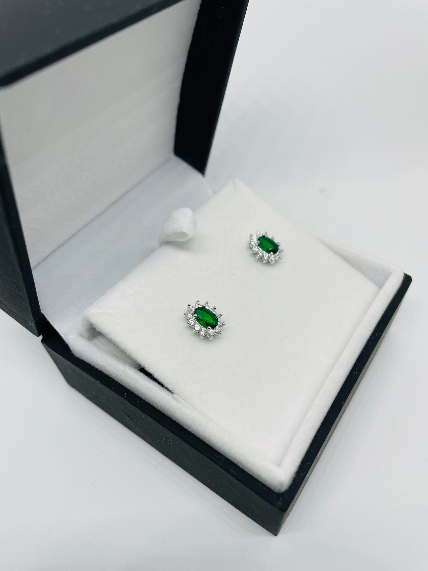 Emerald Green Cluster Stud Earrings