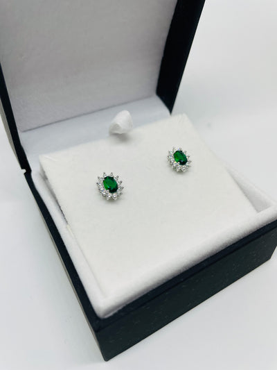 Emerald Green Cluster Stud Earrings