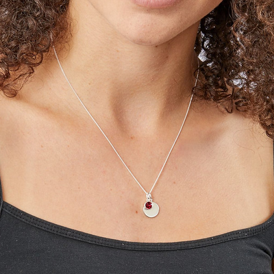 July Birthstone & Engravable Disc Pendant