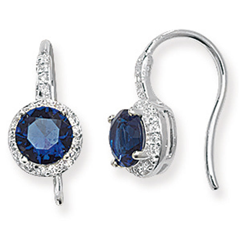 Sapphire Crystal Round Halo Drop Earrings