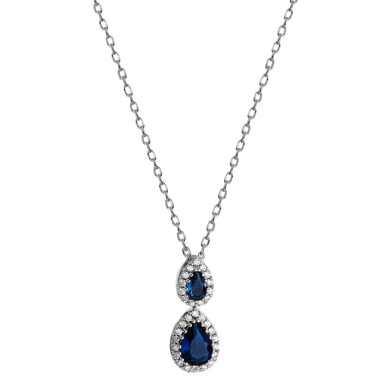 Sapphire Crystal Double Drop Necklace