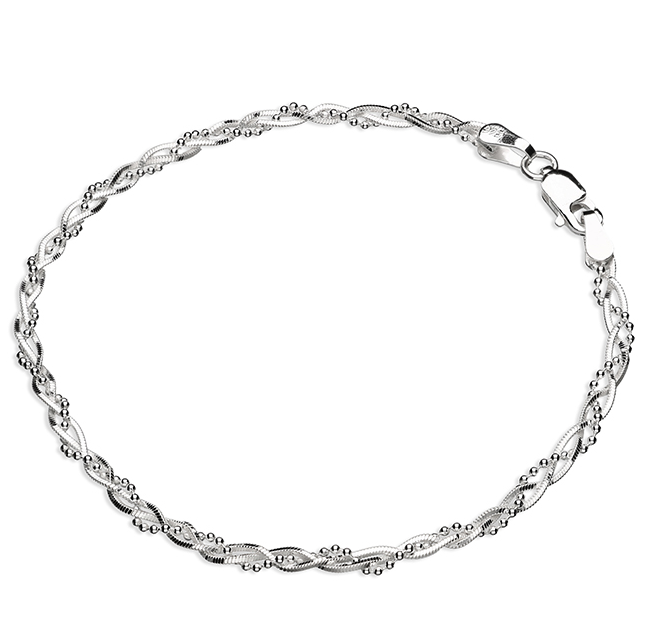 Twisted Bead Silver Bracelet