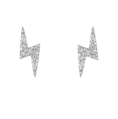 Dew Crystal Lightning Bolt Stud Earrings